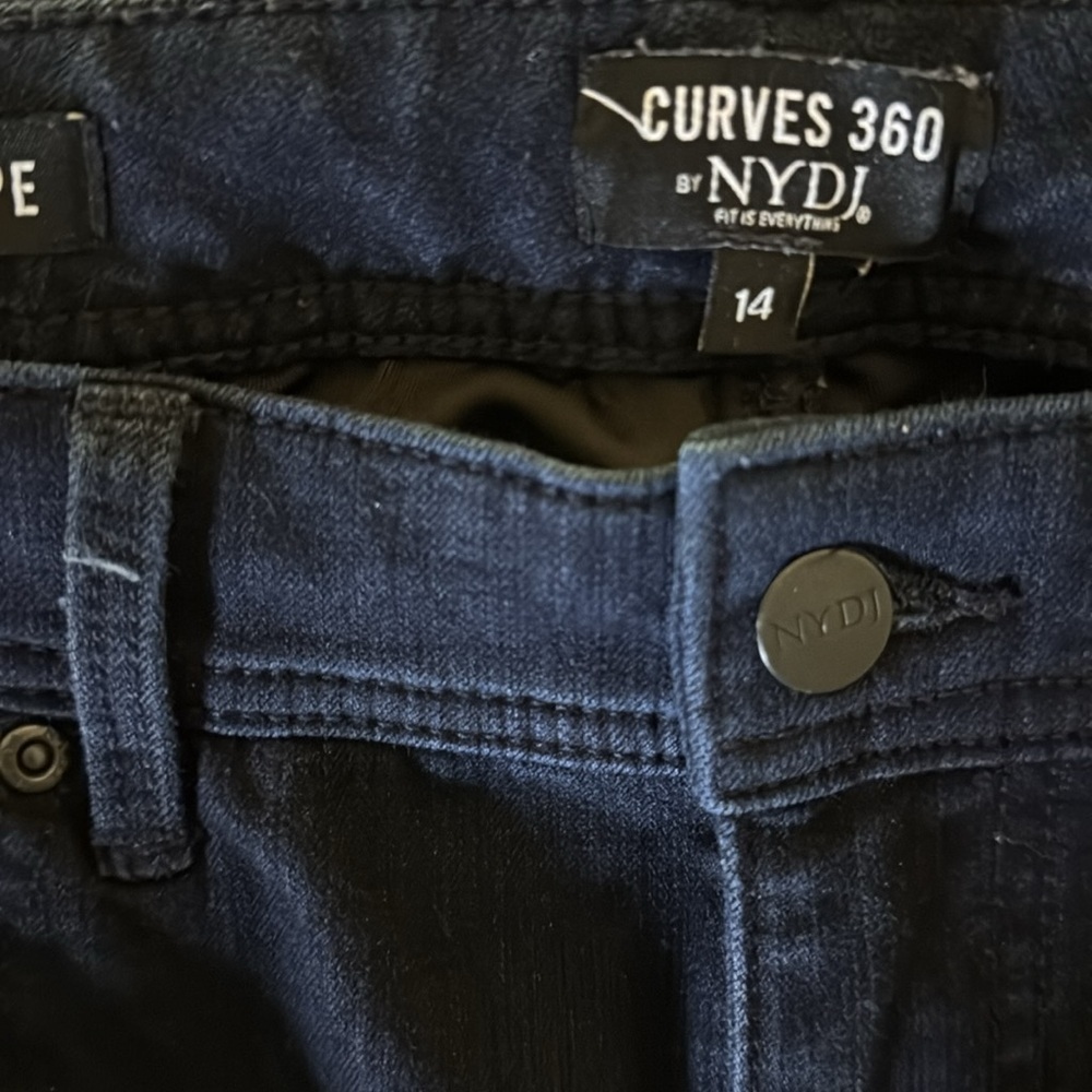 NYDJ Curves 360 Shape straight leg ankle jeans dark blue wash size 14 - Picture 4 of 6